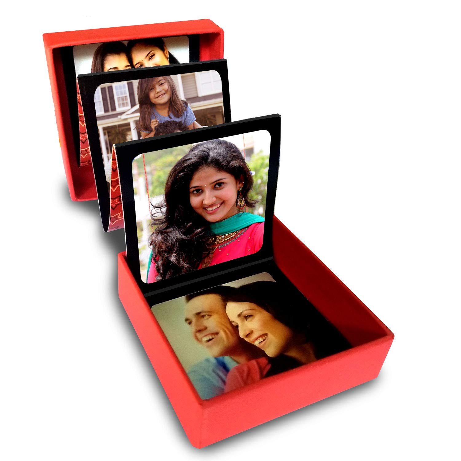 Personalised Photo Strip Popup Gift Box with Printed Pictures – 8 x 8 x 2.5  cm – Daarubaz